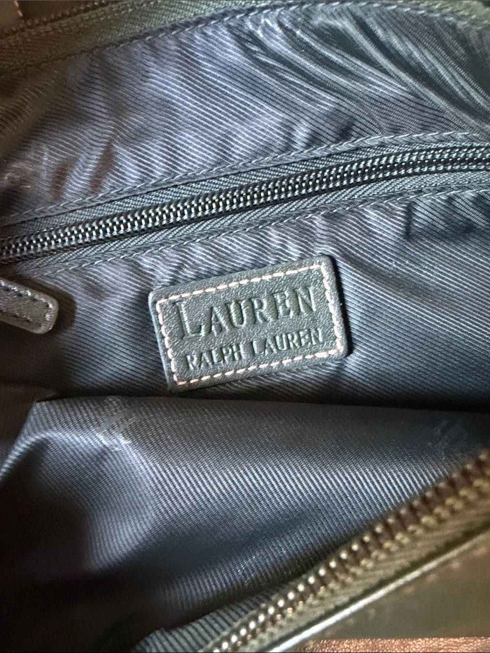 Lauren Ralph Lauren Dark Green Leather Hobo Shoulder Bag - Picture 9 of 10
